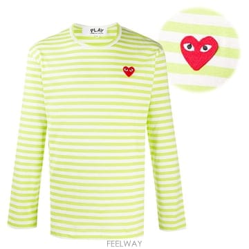 [당일]꼼데가르송 레드 와펜 페치 스트라이프 티셔츠 AZ-T278-051-2