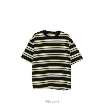 마르니 스트라이프 로고 코튼 티셔츠 HUJY0001S0UTC682S B0192313350