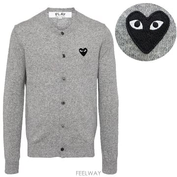 26FW[주아몰] 꼼데가르송 가디건 블랙와펜 AX N023 051 2 LIGHTGREY 국내발송