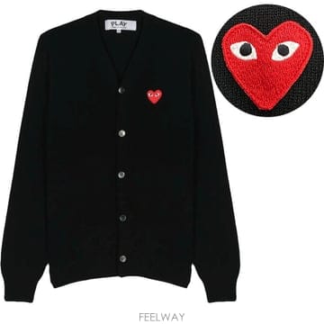 26FW[주아몰] 꼼데가르송 브이넥 가디건 레드와펜 AX N008 051 1 BLACK 국내발송