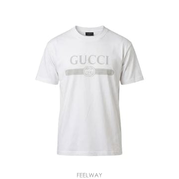 26FW 구찌 웹 스트라이프 프린트 코튼 티셔츠 A0095J XJH5Y9066 WHITE