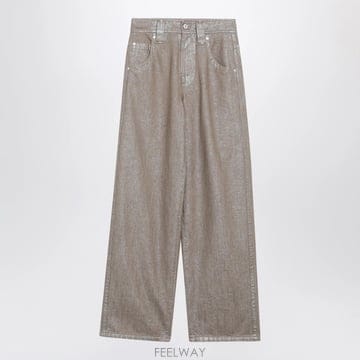 26 F/W 브루넬로 쿠치넬리 베이지 배기 트라우저 인 라메 데님 M B0052315033