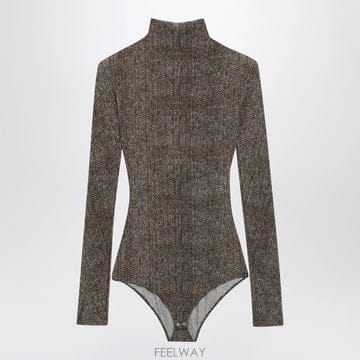 26 F/W 메종 마르지엘라 브라운 터틀넥 바디수트 WITH 헤링본  B0052315160