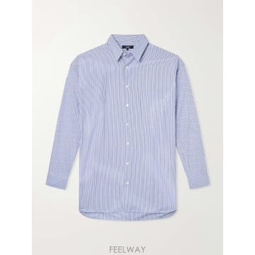 꼼데가르송 블루 스트라이프 코튼 셔츠