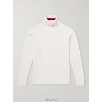 26 FW CANALI 오프화이트 리브드 캐시미어 롤넥 스웨터 TP581584644