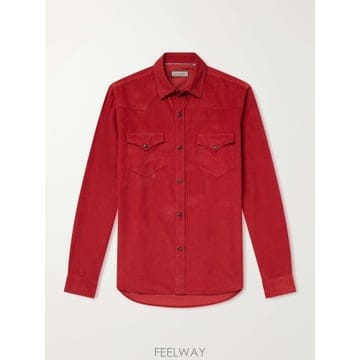 26 FW CANALI 레드 코튼 코듀로이 셔츠 TP581561614