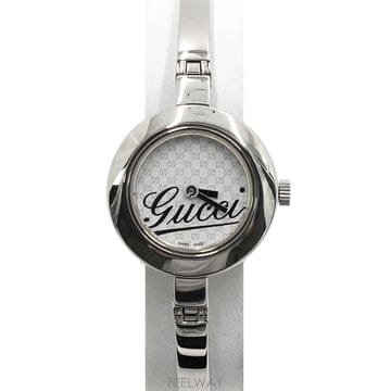 구찌 YA105528 105 GG로고 다이얼 26mm 쿼츠 스틸 뱅글 여성 시계aa67418