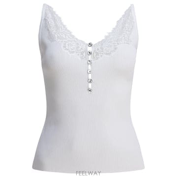 [V90]셀프포트레이트 PF25 042T WWHITE 여성 탑 민소매 상의 Ribbed tank top wi