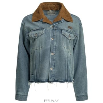 [V90]미우미우 GWB313196YF0013 S OOO 여성 자켓 코트 Denim jacket with l