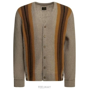 [V90]니들스 SX456A Taupe 남성 니트 스웨터 가디건 Striped cardigan
