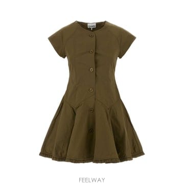 GANNI [X45]���� A1030838 838 ���� ���ǽ� �� �̵� �̴� �巹�� Stretch Cotton Butto[X45]���� A1030838 838 ���� ���ǽ� �� �̵� �̴� �巹��