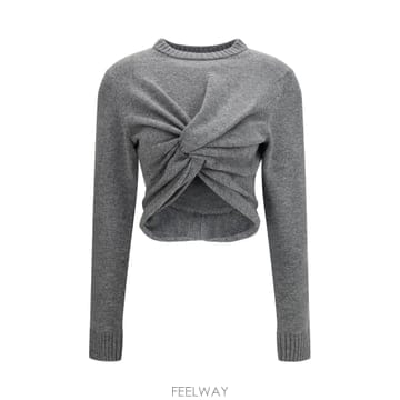 [K68]발렌시아가 A0093AT1805 1240 여성 니트 스웨터 가디건 Ruched crewneck Sw