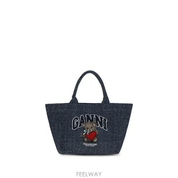 가니 미디엄 데님 그래픽 토트 백 DENIM