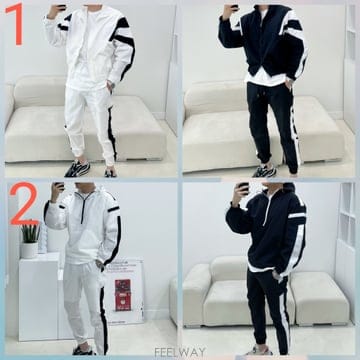 프리미엄 나일론 배색 아노락SET 2종 M L