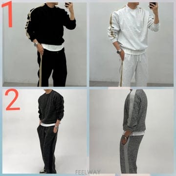 프리미엄 니트배색 맨투맨 SET 2종