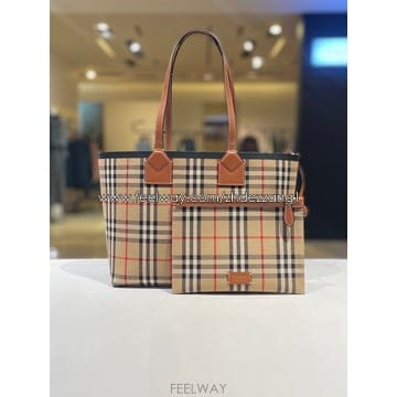 버버리 체크 코튼 스몰 런던 숄더백 80661631