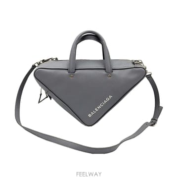 발렌시아가 Balenciaga 476975 그레이 카프스킨 트라이앵글 더플 스몰 2WAY