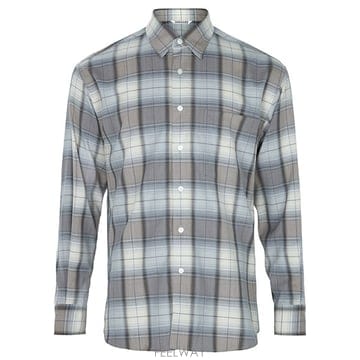 오라리 26SS 블루 그레이 슈퍼 라이트 체크 울 셔츠 A26SS01LC BLUE GRAY CHECK