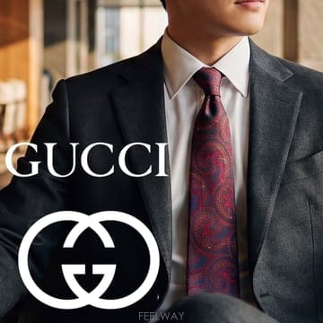 GUCCI 구찌 실크 페이즐리 자수 패턴 버건디 넥타이 9.6cm S~A+등급 K3649