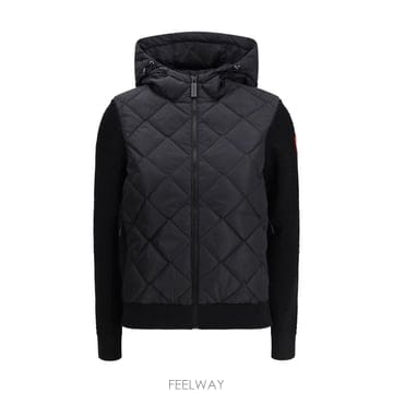 26FW 캐나다구스 하이브리지 휴론 퀼티드 니트 후드 6800L 9061 BLACK