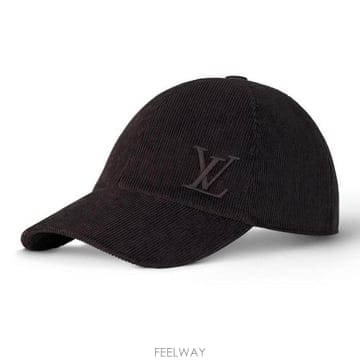 26 FW 루이비통 블랙 토널 LV 엠블렘 벨베티 코튼 코듀로이 베이스볼 캡