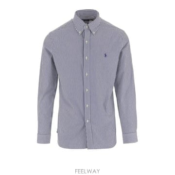26FW 폴로 랄프로렌 커스텀핏 코튼 포플린 스트라이프 셔츠 710 929346 011 NAVY WHITE