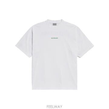 26FW 발렌시아가 백 티셔츠 미디움 핏 764235 TTVJ1 9163 WHITE APPLE GREEN