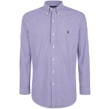 26FW 폴로 랄프로렌 커스텀핏 코튼 포플린 스트라이프 셔츠 710 929346 511 VIOLET