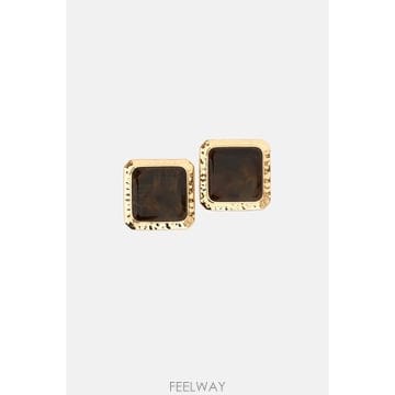26 F/W 셀프 포트레이트 스퀘어 브라운 에나멜 스터드 귀걸이 AW B0032294690