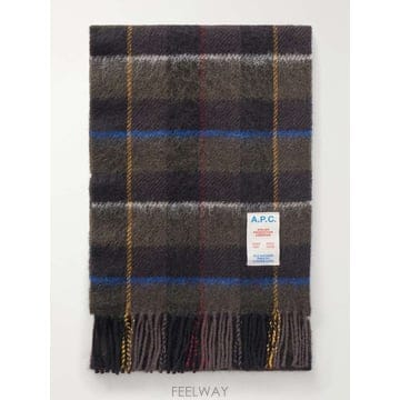 A.P.C 아페쎄 레온 프린지 체크 버진 울 & 알파카 스카프 WO B0082317308