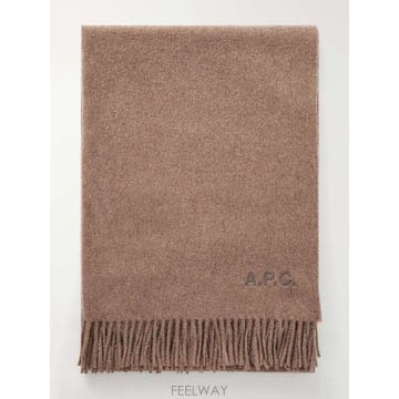 A.P.C 아페쎄 ALIX 프린지 로고-엠브로이드 버진 울 스카프  B0082317316