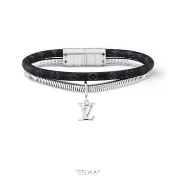 26 FW 루이비통 모노그램 스무드 팔라듐 스네이크 체인 LV 참 스월 브레이슬릿