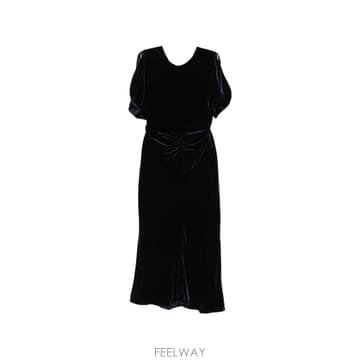빅토리아베컴 midi Bela gathered puff sleeve dress 12269064913160 T
