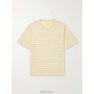 26 FW 비즈빔 옐로 점보 보더 스트라이프 울 코튼 블렌드 티셔츠 TP581624894