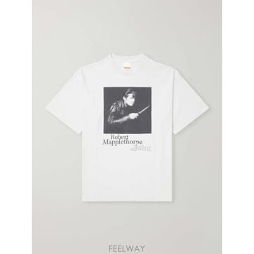 26 FW SAINT MXXXXXX 화이트 로버트 메이플소프 셀프 포트레이트 빈티지풍 프린트 코튼 저지 티셔