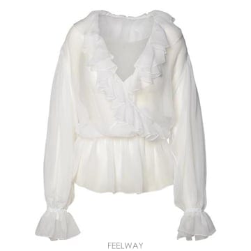 26 FW 돌체앤가바나 러플 디테일 시폰 블라우스 W0800 F79FGTFU1AT