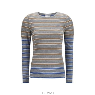 GANNI [K68]���� A1040472 799 ���� Ƽ���� �μҸ� ž ���� Double sleeve striped c[K68]���� A1040472 799 ���� Ƽ���� �μҸ� ž ���� Doub