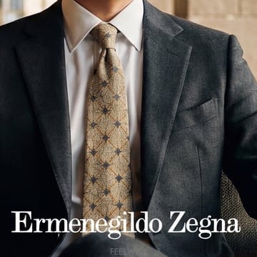 ERMENEGILDO ZEGNA  제냐 실크 베이지 텍스처 체크 패턴 넥타이 9.7cm A+~A등급K3629