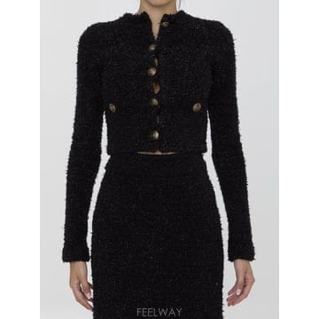 24 F/W 발렌시아가 크롭 가디건 인 트위드 793604T33281 B0021323005