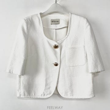 마인 MINE 스퀘어넥 금장 버튼 자켓