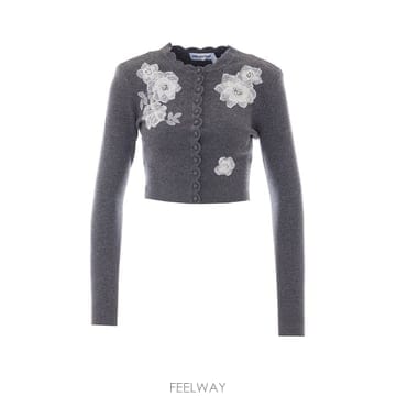 26 F/W 셀프 포트레이트 그레이 레이스 플라워 니트 가디건 150 B0012317218