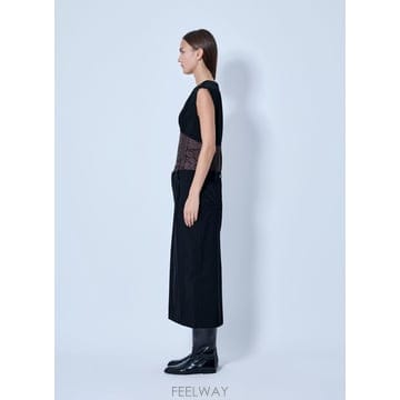 마르니 슬리브리스 드레스 콘트라스트 웨이스트 패