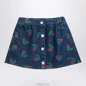 26 F/W 보보쇼즈 스탬프 BLOOM 네이비 블루 데님 스커트 (K B0052318766