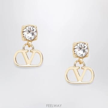 26 F/W 발렌티노 골드톤 V로고 시그니처 귀걸이 WITH 크리스탈 B0052318774