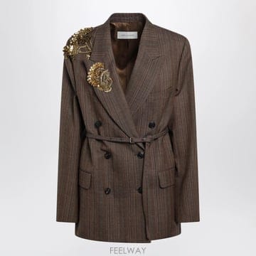 26 F/W 드리스 반 노튼 브라운 핀스트라이프 자켓 WITH 스팽글 B0052318784