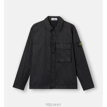 스톤 아일랜드 오가닉 룩 나일론 파나마 컴포트 핏 오버셔츠 블랙 S1512000 03S0069 V0029