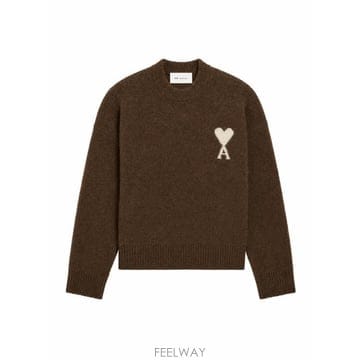 26FW 아미 ADC 크루넥 스웨터 UKS836KN0135 A362 MARRON CHOCOLAT ECRU