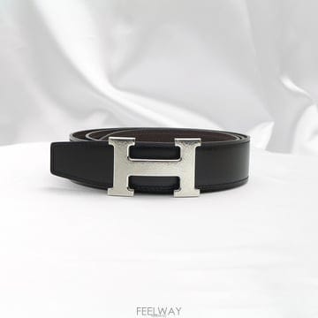 중고명품건대점 / Hermes(에르메스) H버클 은장 32MM 루즈 임페리얼 브라운 카프스킨 