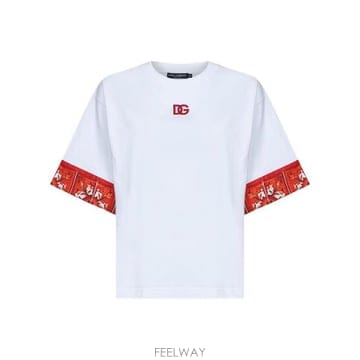 26 FW 돌체앤가바나 로고 엠브로이디드 숏슬리브 티셔츠 W0800 F8V06ZGDDT1
