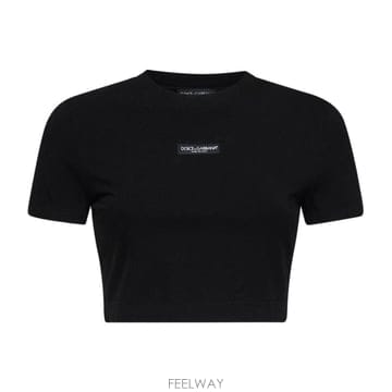 26 FW 돌체앤가바나 로고 패치 크롭 티셔츠 N0000 F8V95TFUEEY
